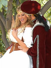 Kelly is in a mid-evil times and pleases her majesty by taking his royal cock in her pussy.
